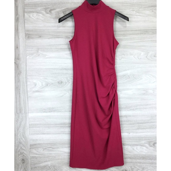 Chelsea28 mock neck sheath midi dress berry pink - Picture 8 of 13